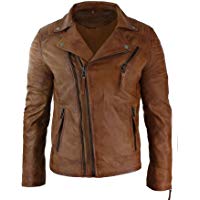 Chaquetas y Cazadoras de Cuero Marrones para Hombre