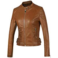 Chaquetas y Cazadoras de Cuero Marrones para Mujer