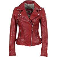 Chaquetas y Cazadoras de Cuero Rojas para Mujer